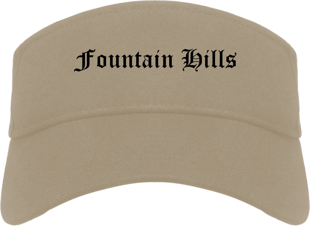 Fountain Hills Arizona AZ Old English Mens Visor Cap Hat Khaki