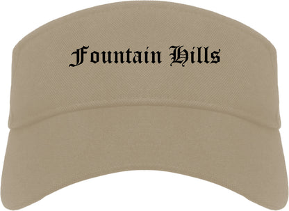 Fountain Hills Arizona AZ Old English Mens Visor Cap Hat Khaki