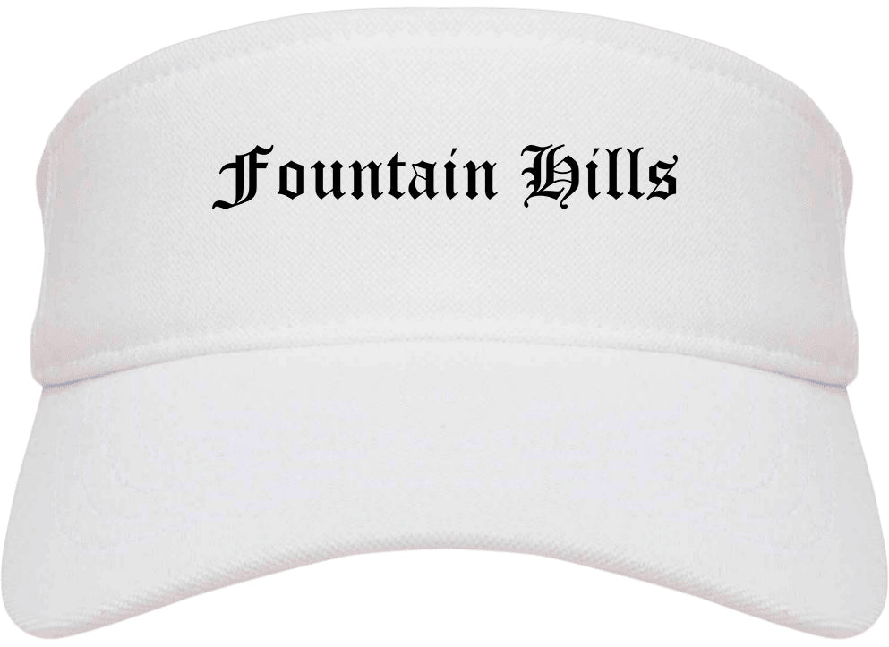 Fountain Hills Arizona AZ Old English Mens Visor Cap Hat White