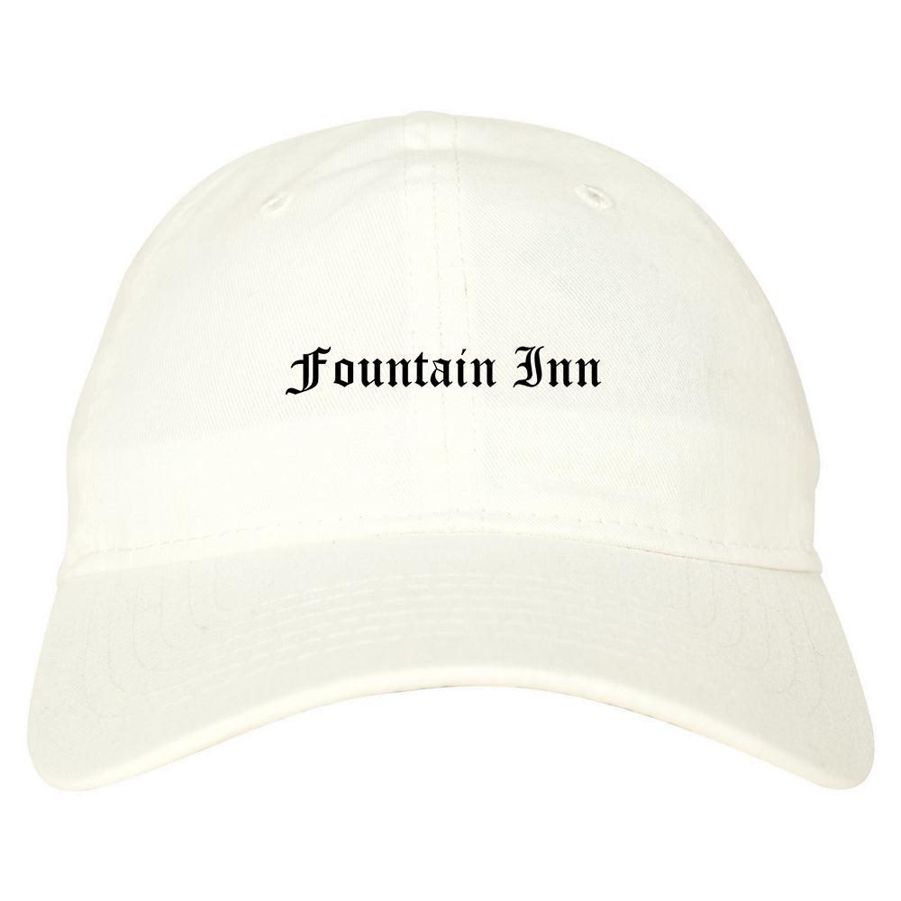 Fountain Inn South Carolina SC Old English Mens Dad Hat Baseball Cap White