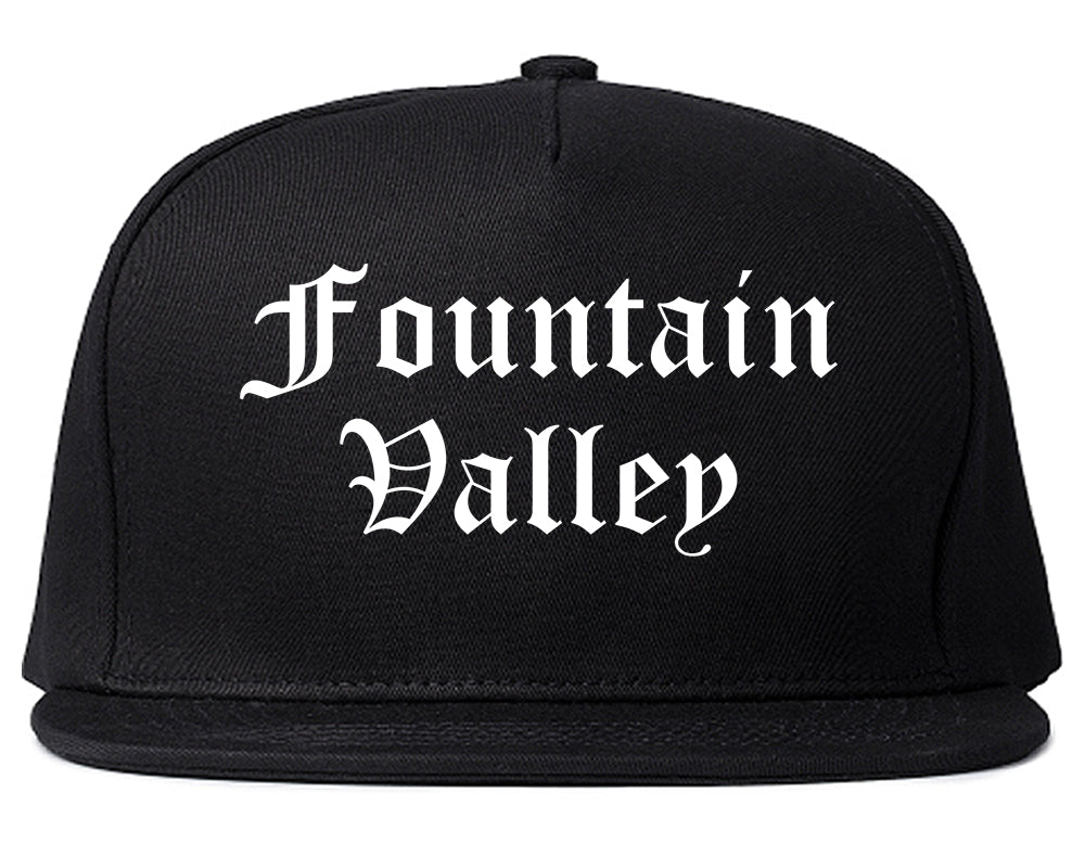 Fountain Valley California CA Old English Mens Snapback Hat Black