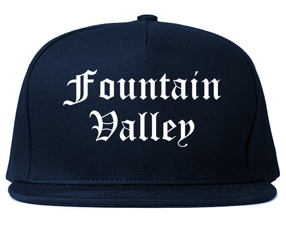 Fountain Valley California CA Old English Mens Snapback Hat Navy Blue