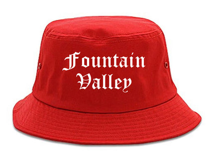 Fountain Valley California CA Old English Mens Bucket Hat Red