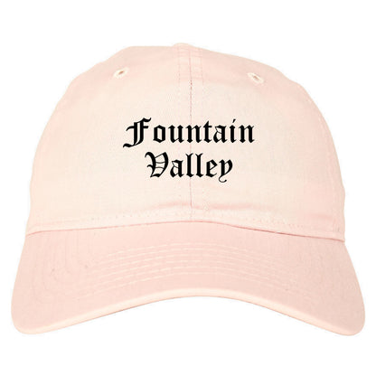 Fountain Valley California CA Old English Mens Dad Hat Baseball Cap Pink