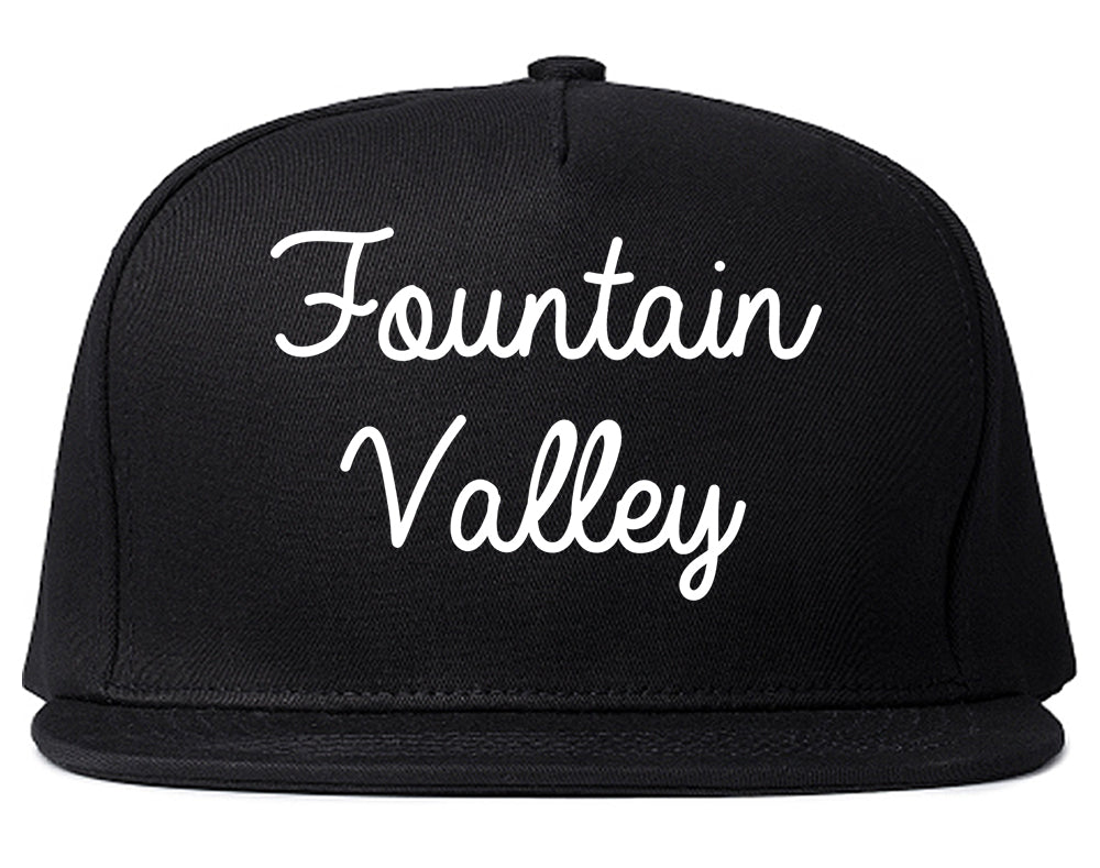 Fountain Valley California CA Script Mens Snapback Hat Black