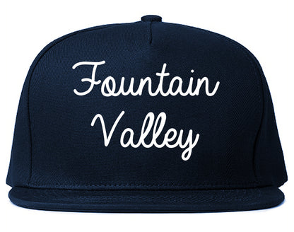 Fountain Valley California CA Script Mens Snapback Hat Navy Blue