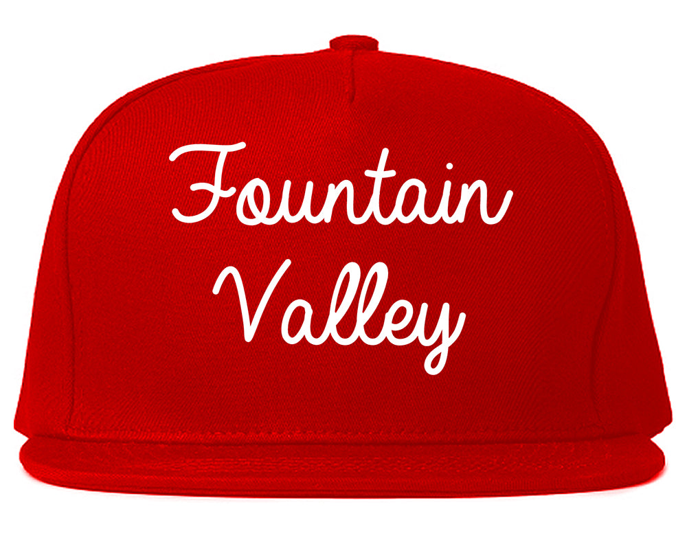 Fountain Valley California CA Script Mens Snapback Hat Red