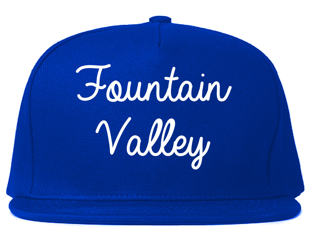 Fountain Valley California CA Script Mens Snapback Hat Royal Blue