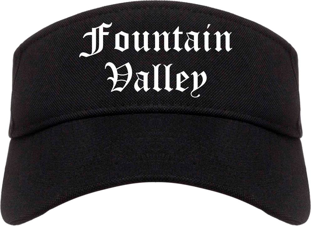 Fountain Valley California CA Old English Mens Visor Cap Hat Black