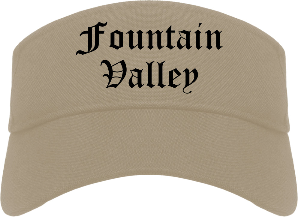 Fountain Valley California CA Old English Mens Visor Cap Hat Khaki