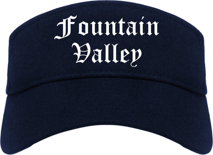 Fountain Valley California CA Old English Mens Visor Cap Hat Navy Blue