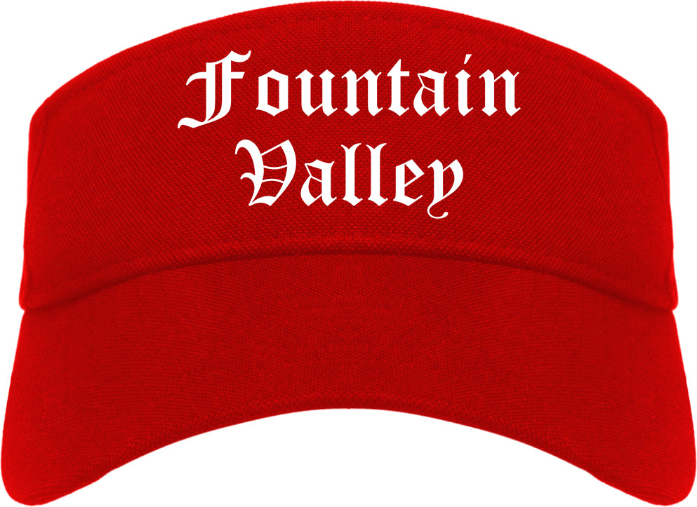 Fountain Valley California CA Old English Mens Visor Cap Hat Red