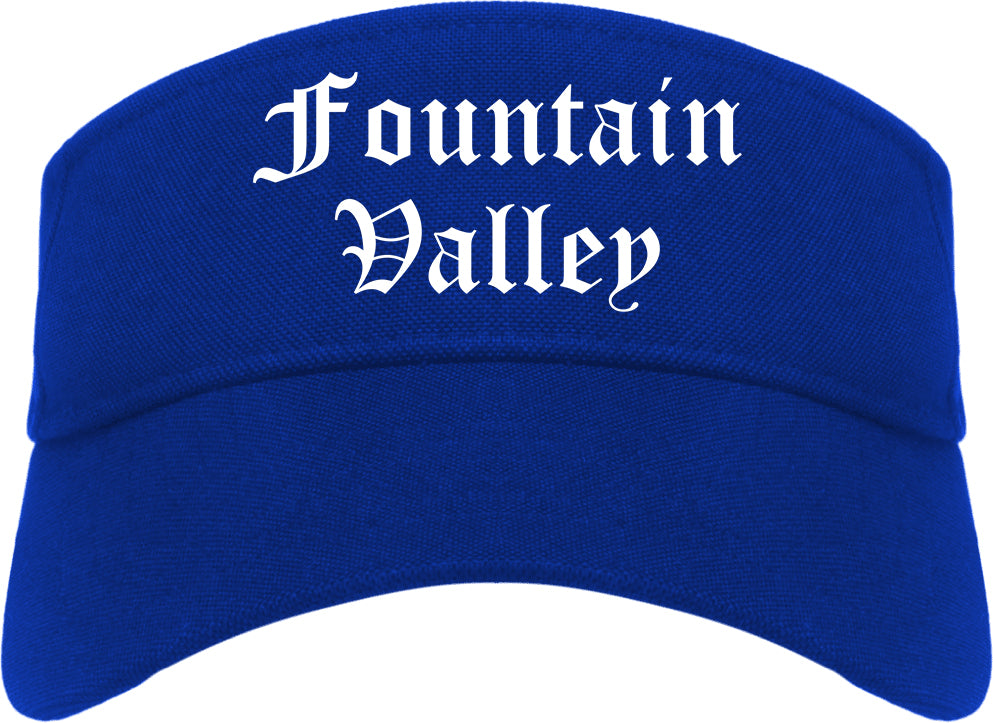 Fountain Valley California CA Old English Mens Visor Cap Hat Royal Blue