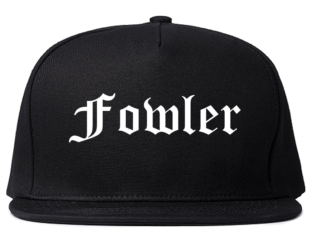 Fowler California CA Old English Mens Snapback Hat Black