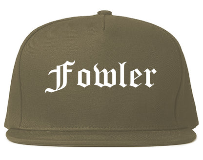 Fowler California CA Old English Mens Snapback Hat Grey