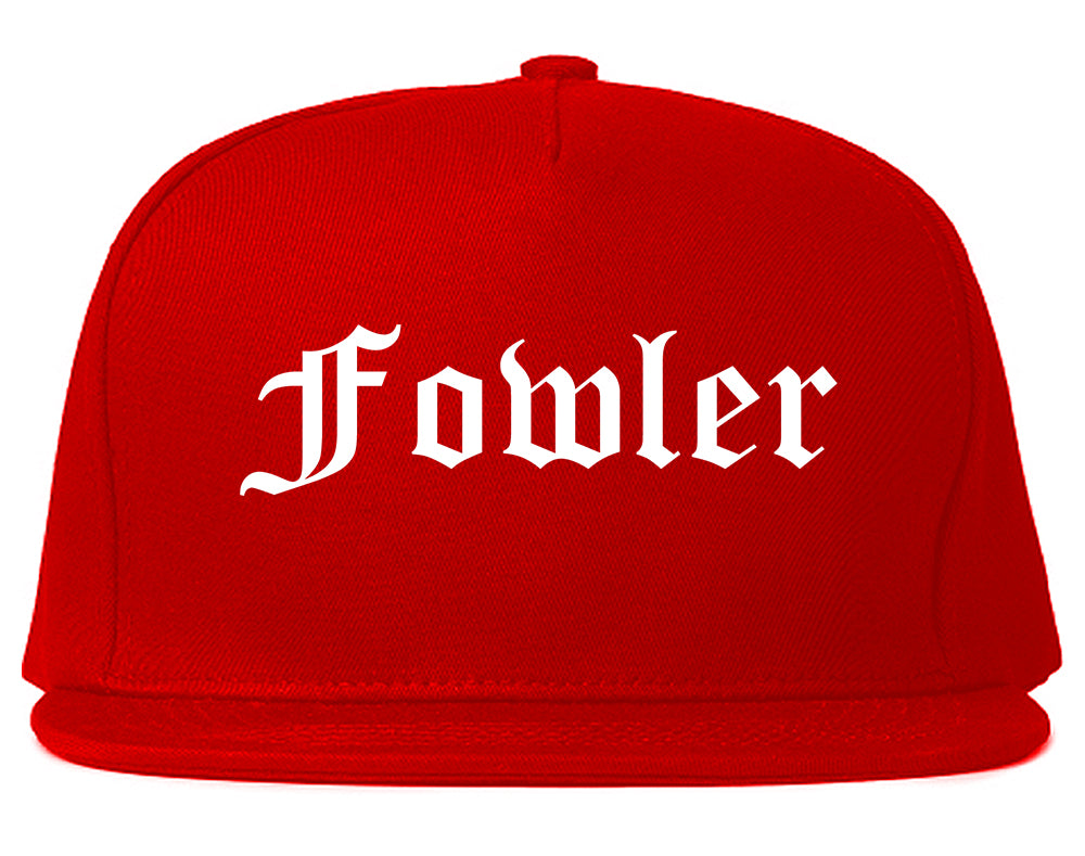 Fowler California CA Old English Mens Snapback Hat Red