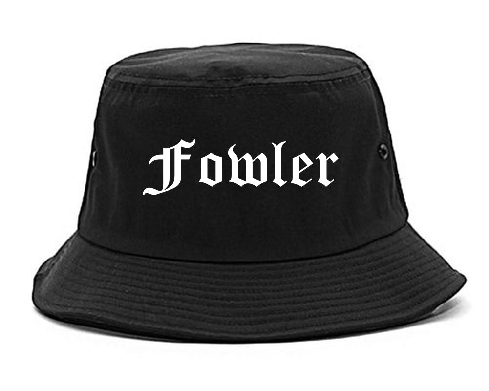 Fowler California CA Old English Mens Bucket Hat Black