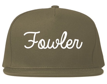 Fowler California CA Script Mens Snapback Hat Grey