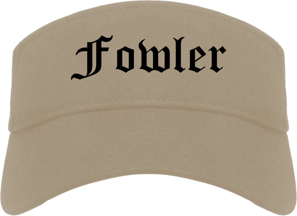 Fowler California CA Old English Mens Visor Cap Hat Khaki