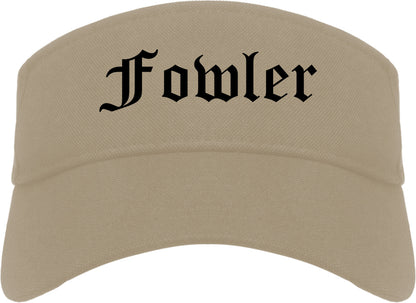 Fowler California CA Old English Mens Visor Cap Hat Khaki