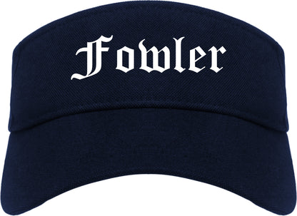Fowler California CA Old English Mens Visor Cap Hat Navy Blue