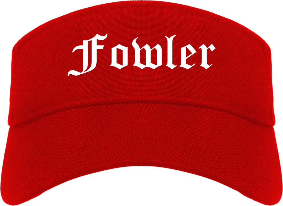 Fowler California CA Old English Mens Visor Cap Hat Red