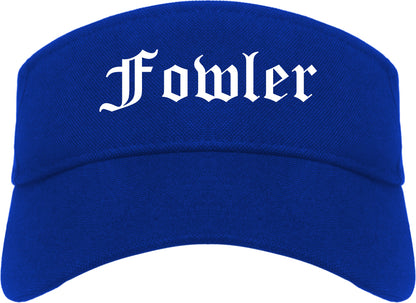 Fowler California CA Old English Mens Visor Cap Hat Royal Blue