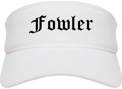 Fowler California CA Old English Mens Visor Cap Hat White