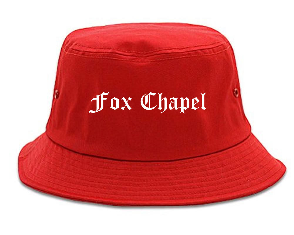 Fox Chapel Pennsylvania PA Old English Mens Bucket Hat Red