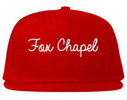 Fox Chapel Pennsylvania PA Script Mens Snapback Hat Red