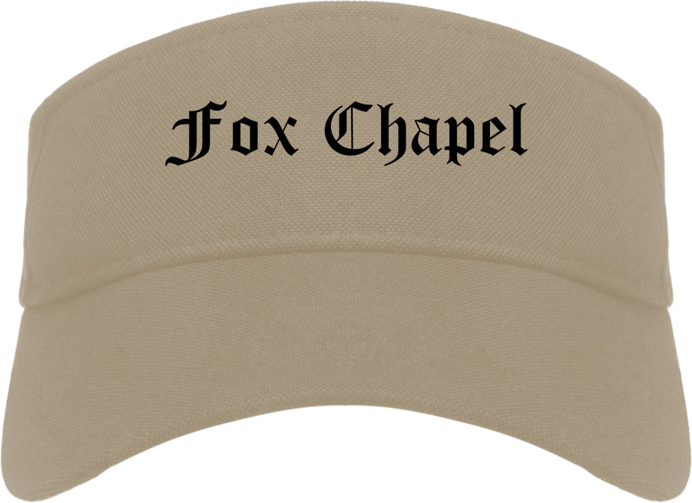 Fox Chapel Pennsylvania PA Old English Mens Visor Cap Hat Khaki
