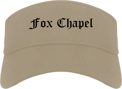 Fox Chapel Pennsylvania PA Old English Mens Visor Cap Hat Khaki