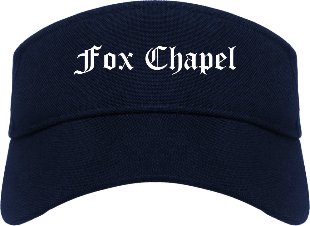 Fox Chapel Pennsylvania PA Old English Mens Visor Cap Hat Navy Blue