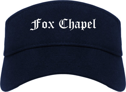 Fox Chapel Pennsylvania PA Old English Mens Visor Cap Hat Navy Blue