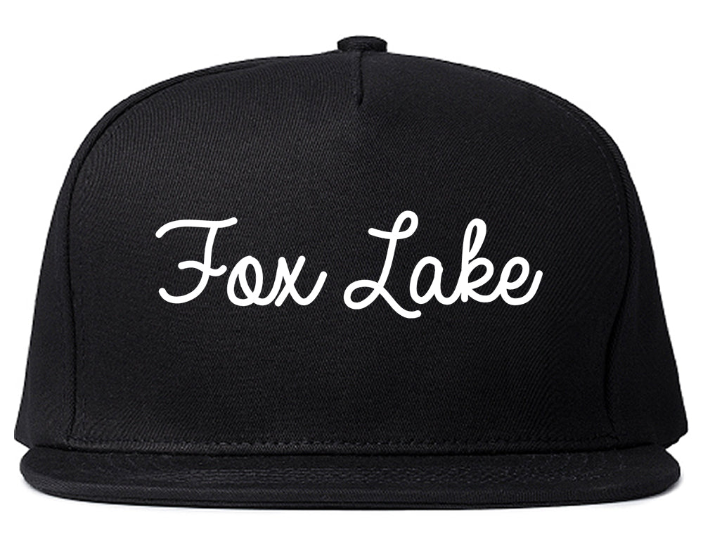 Fox Lake Illinois IL Script Mens Snapback Hat Black