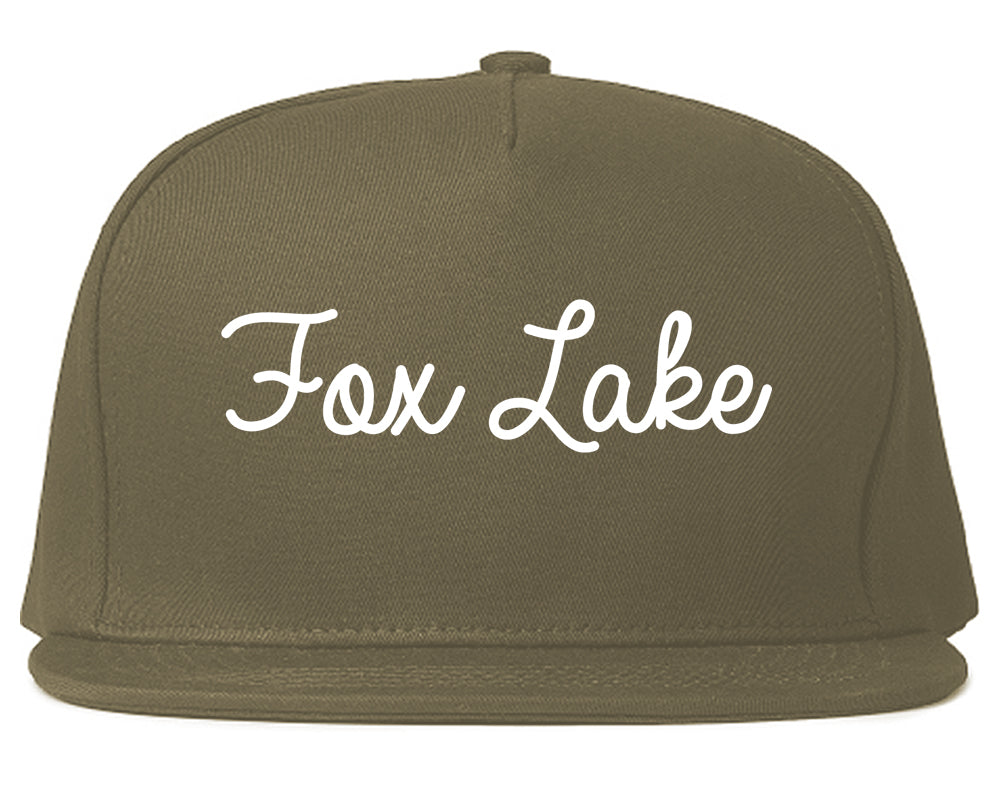 Fox Lake Illinois IL Script Mens Snapback Hat Grey
