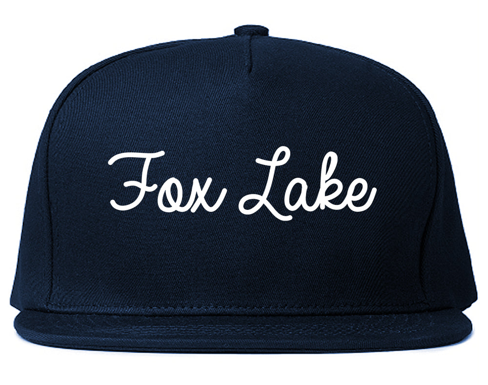 Fox Lake Illinois IL Script Mens Snapback Hat Navy Blue