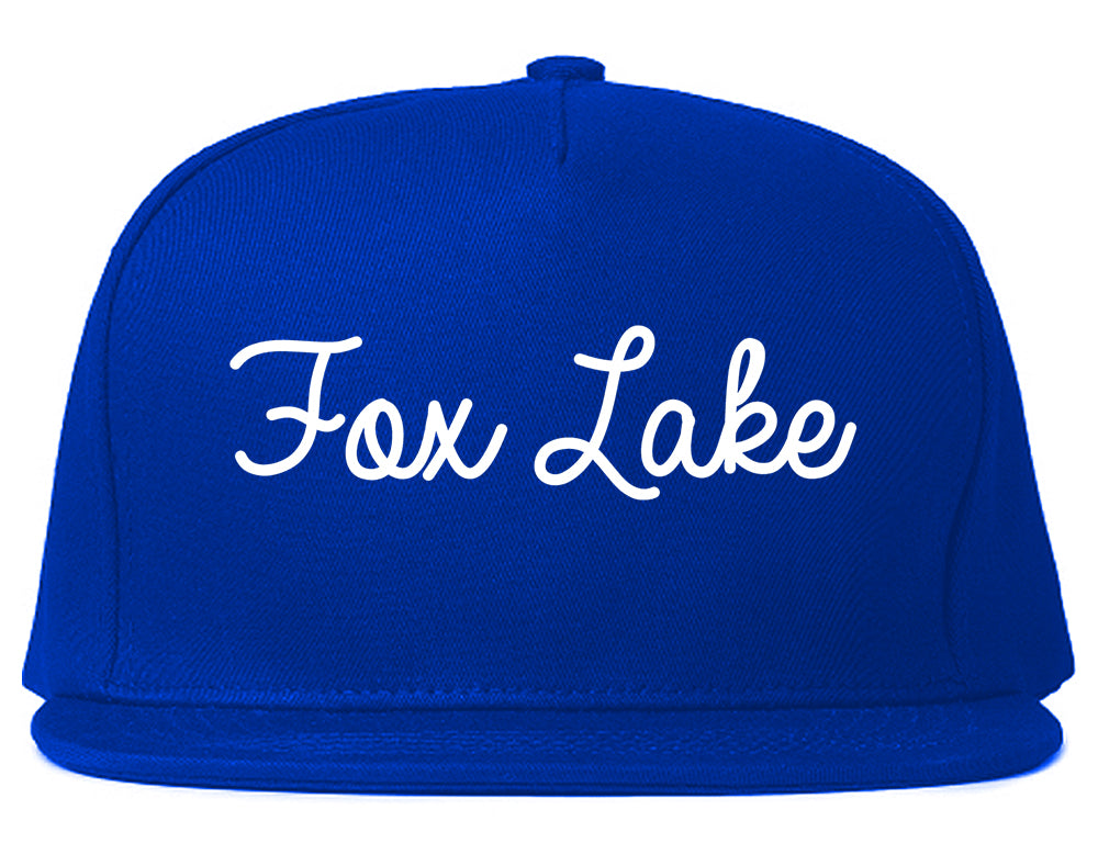 Fox Lake Illinois IL Script Mens Snapback Hat Royal Blue