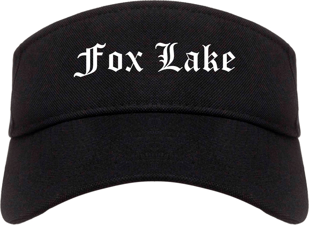 Fox Lake Illinois IL Old English Mens Visor Cap Hat Black