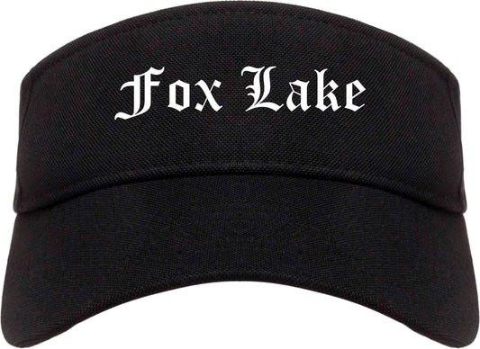 Fox Lake Illinois IL Old English Mens Visor Cap Hat Black