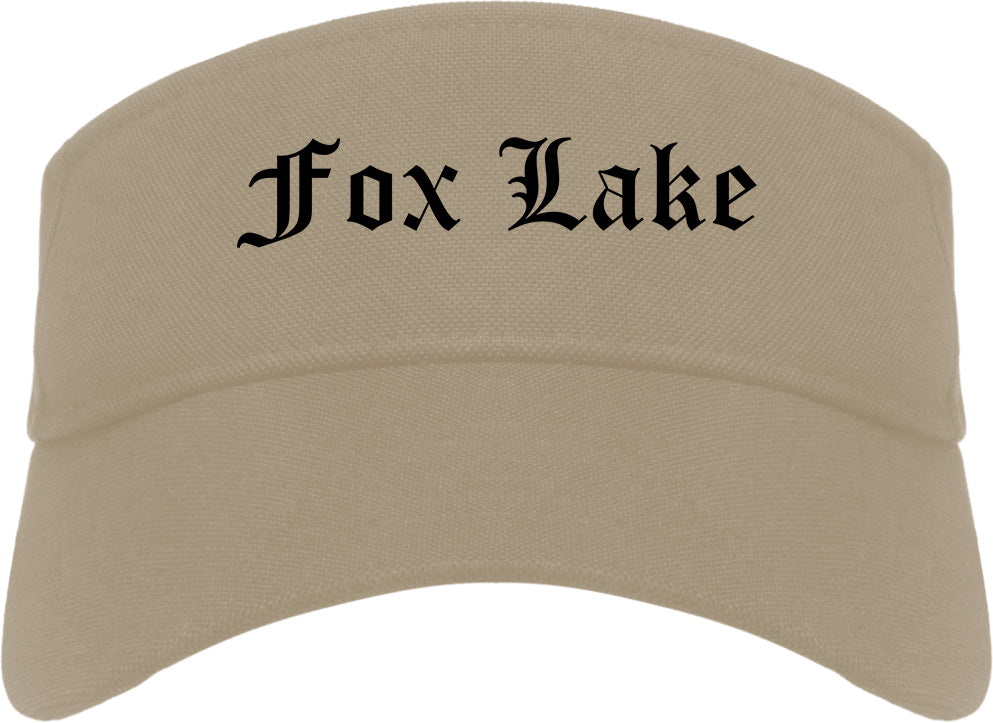 Fox Lake Illinois IL Old English Mens Visor Cap Hat Khaki