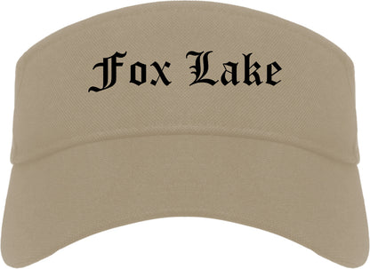 Fox Lake Illinois IL Old English Mens Visor Cap Hat Khaki