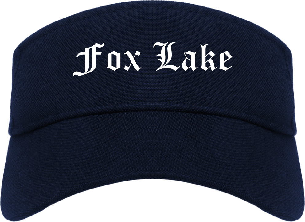 Fox Lake Illinois IL Old English Mens Visor Cap Hat Navy Blue