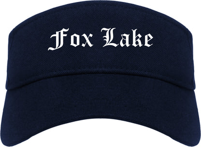 Fox Lake Illinois IL Old English Mens Visor Cap Hat Navy Blue