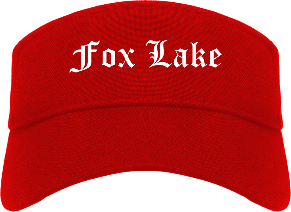 Fox Lake Illinois IL Old English Mens Visor Cap Hat Red