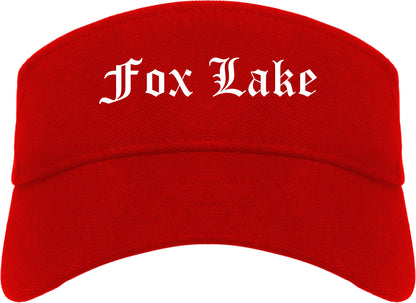 Fox Lake Illinois IL Old English Mens Visor Cap Hat Red