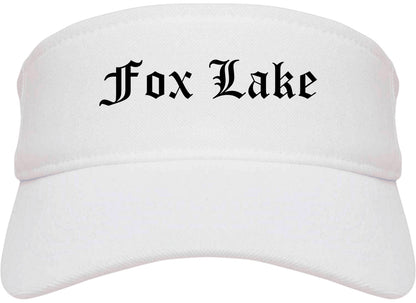 Fox Lake Illinois IL Old English Mens Visor Cap Hat White