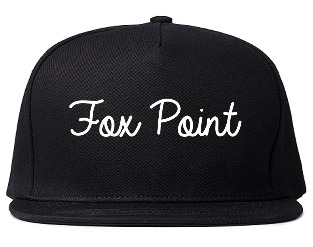Fox Point Wisconsin WI Script Mens Snapback Hat Black