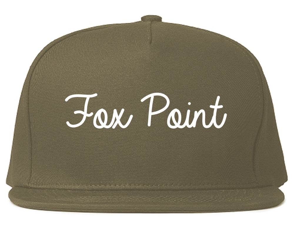 Fox Point Wisconsin WI Script Mens Snapback Hat Grey
