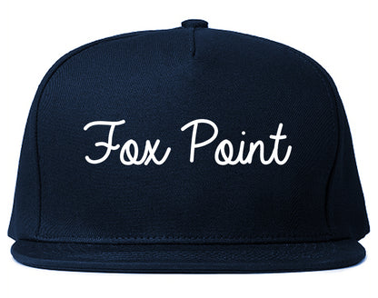 Fox Point Wisconsin WI Script Mens Snapback Hat Navy Blue